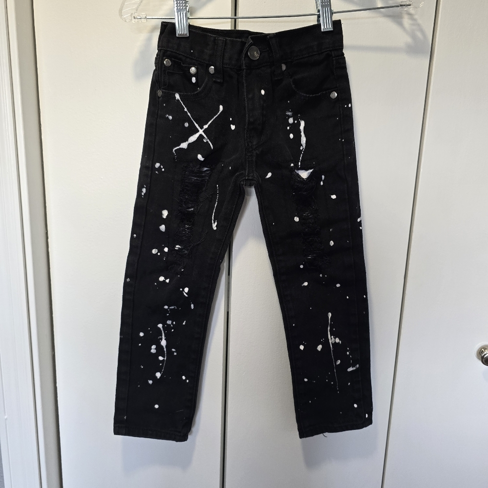 Kids Artistic Black and White Splatter Jeans